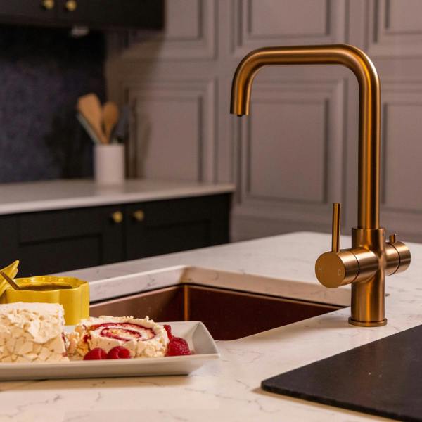 Flode Kyld 4 in 1 Instant Boiling & Cold Water Tap with Filtered Chilled Water | Brushed Copper Finish