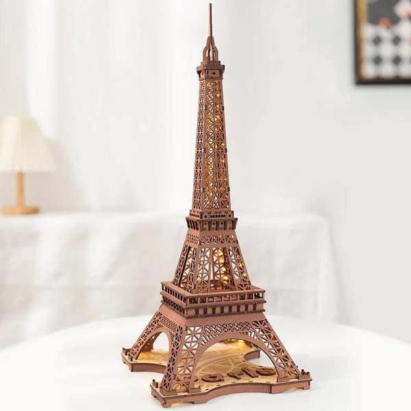 Dyzi 164 Piece Eiffel Tower 3D Wooden Puzzle With Light
