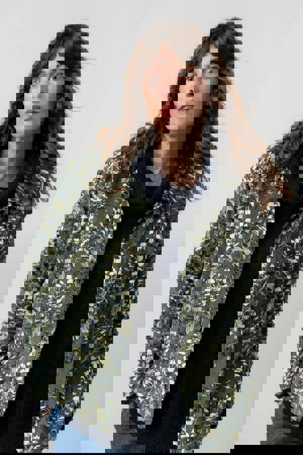 Lily & Me Ash Cotton Cord Floral Print Jacket Moss