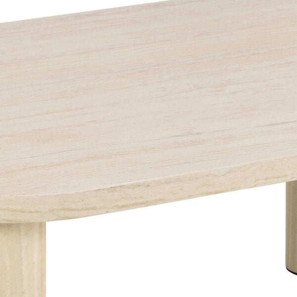 Wyld Haus Frankfurt Rectangular Travertine Look Coffee Table Rounded Corners