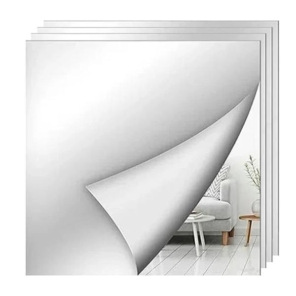 Havendro 4Pcs Square Mirror Tiles Self Adhesive Wall Stickers Home Decor
