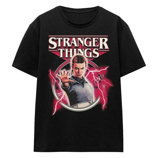 Stranger Things Womens Eleven Lightning T-Shirt - Black
