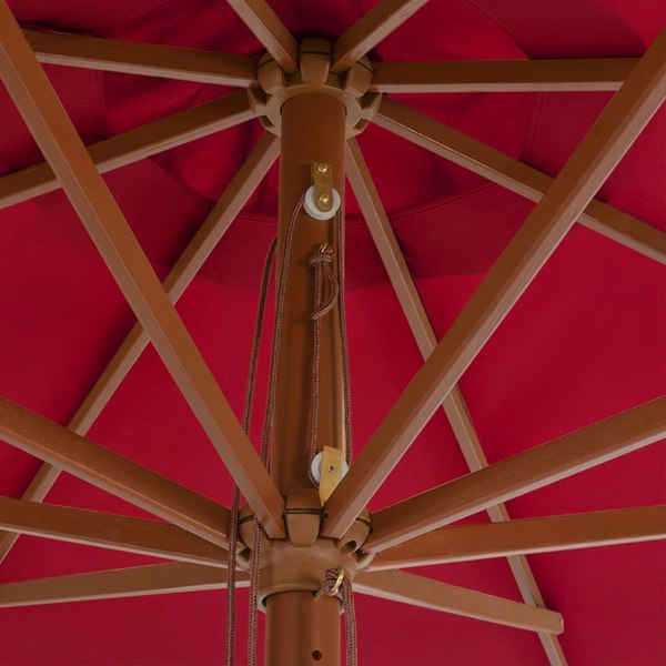 Berkfield Outdoor Parasol with Wooden Pole 350 cm Burgundy