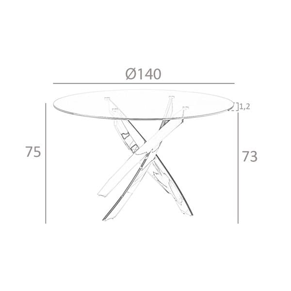 Angel Cerdá Round dining table tempered glass and pink steel 1169