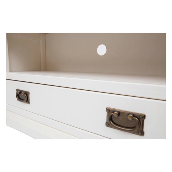 Cabinet Bits Cosenza Off White 1 Drawer TV Cabinet Brass Drop Handle