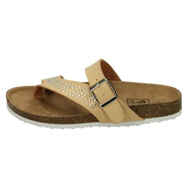 Down to Earth Ladies Down To Earth Diamante Toe Loop Sandals
