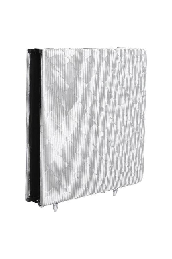 Living and Home Foldable Metal Framed Bed with Mattress and Wheels