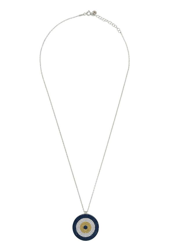 Evil Eye Pendant Necklace Large Blue Silver - LATELITA Necklaces