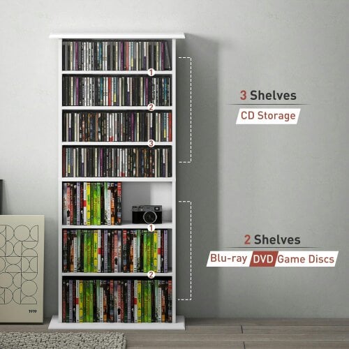 Wyld Haus Talasa Wood White CD Storage Unit With 360 Disc Capacity