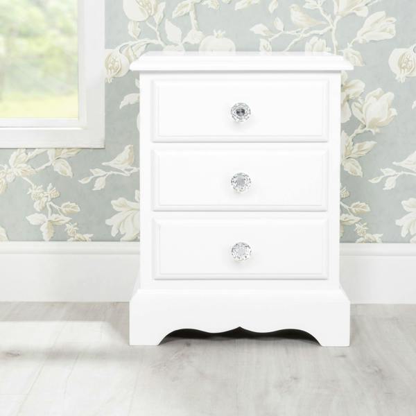 Statement Furniture Romance French Style Bedside Table with Crystal Handles Assembled