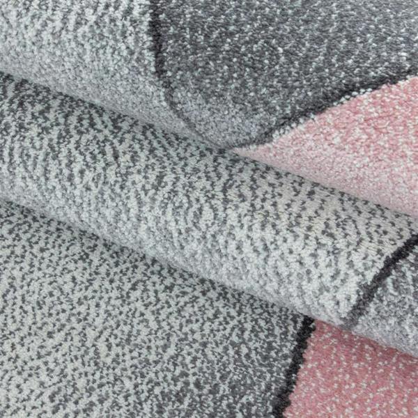 Viva Rugs Blush Pink Grey Rug Pastel Geometric Carpet Large Small Living Room Bedroom Area Mat
