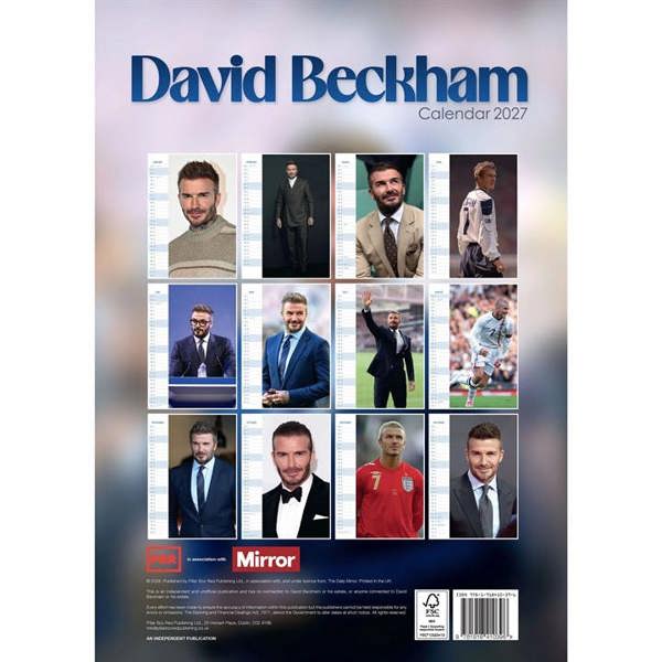 David Beckham A3 Calendar 2027, Wall Calendars, Month To View, Sports, Gift