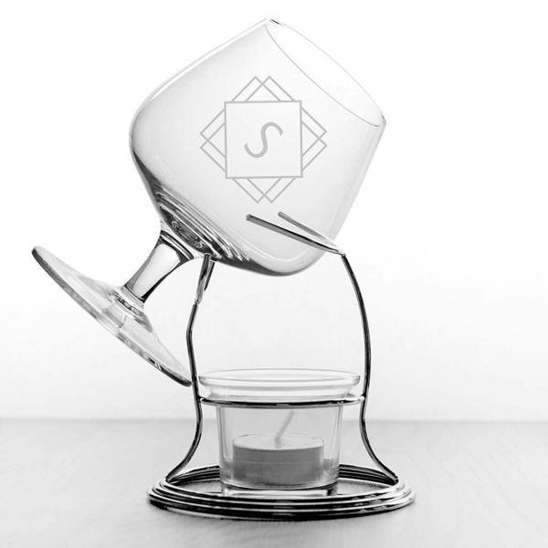 Personalised Luxury Monogram Brandy Warmer Set - lifestyle shot