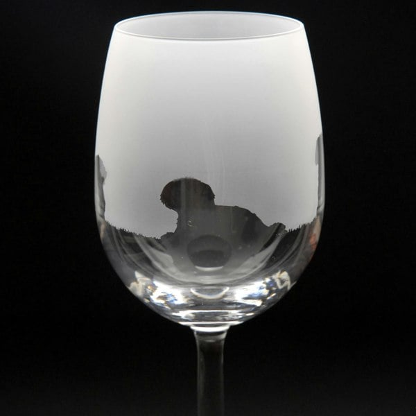 Glyptic Glass Art Maltese Dog Crystal Wine Glass - Hand Etched/Engraved Gift