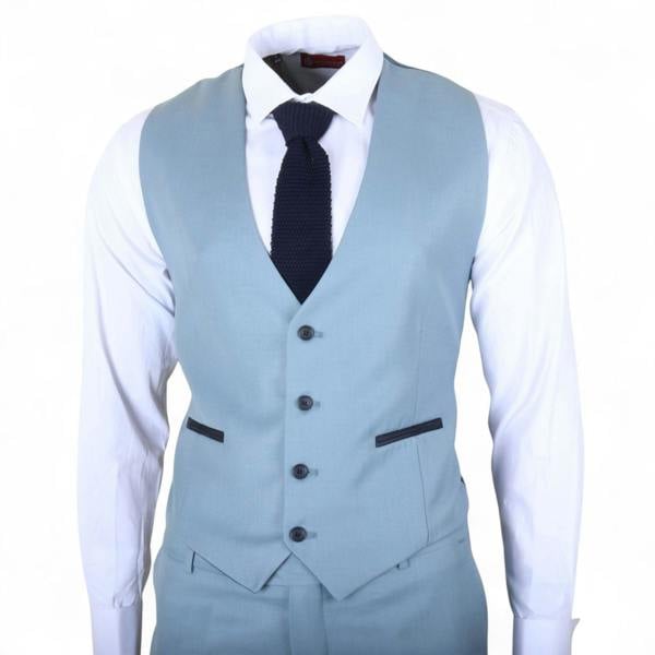 Infinity Leather Men's 3 Piece Plain Blue Work Formal Suit
