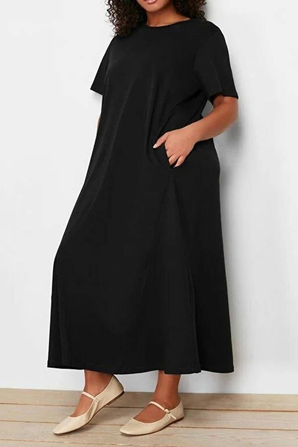WOVCOR Midi 100% Cotton Knitted T-shirt Dress
