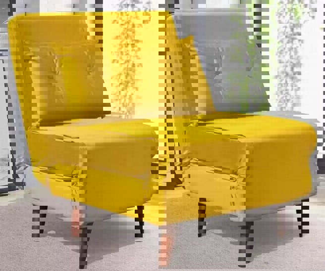 Comfy Living Rhodes Plush Velvet Pull Out Chair Bed