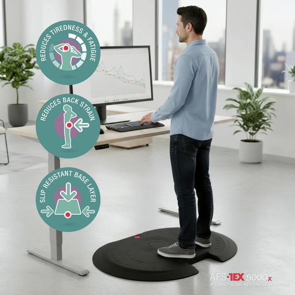 Floortex AFS-TEX® 5000X Black Active Anti-Fatigue Mat - 66 x 90cm