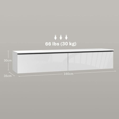 Wyld Haus Disa 160cm High Gloss White Floating TV Cabinet For Screens Up To 70 Inches