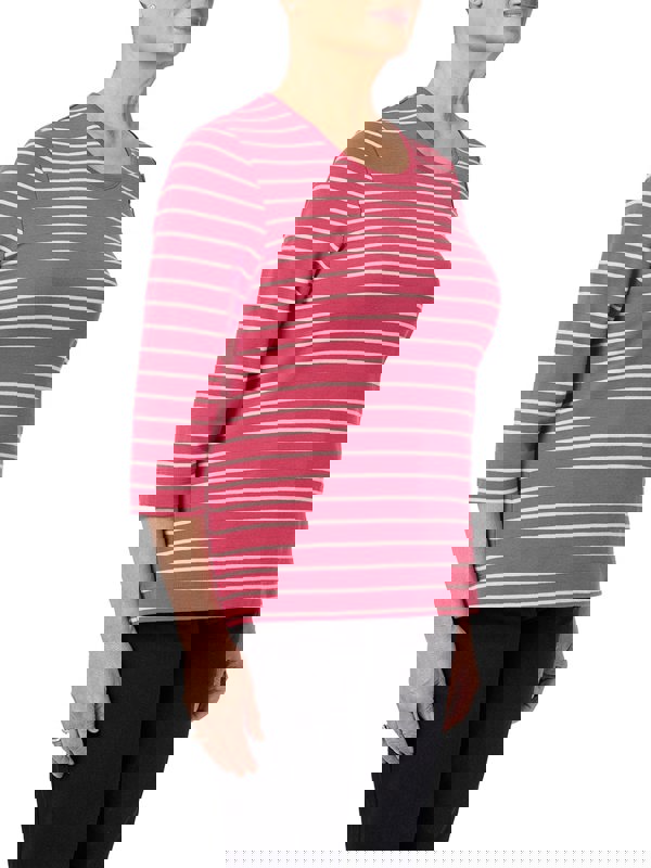 PennyPlain Scoop Neck Striped Top Top - Berry