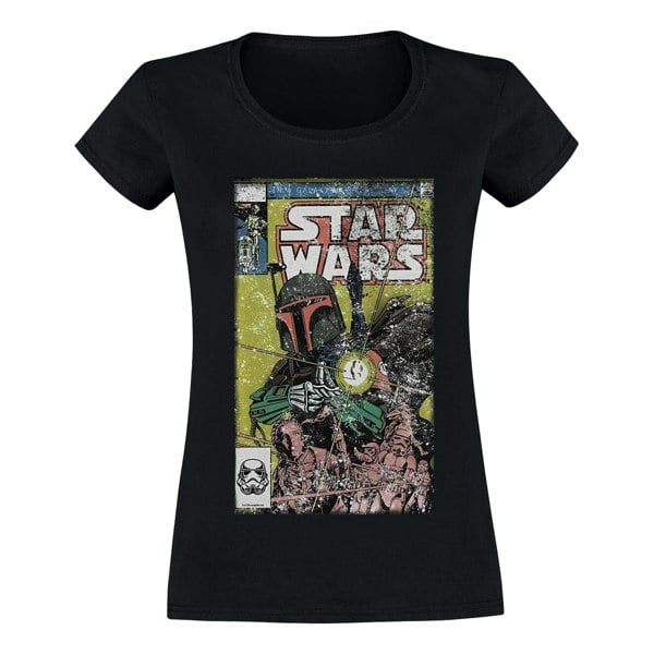 Star Wars Womens/Ladies Boba Fett Comic Cotton T-Shirt - Black