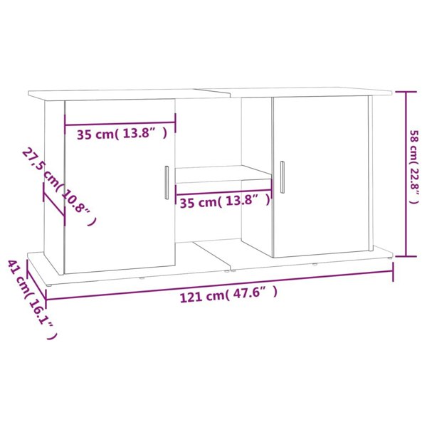 Berkfield Aquarium Stand Sonoma Oak 121x41x58 cm Engineered Wood
