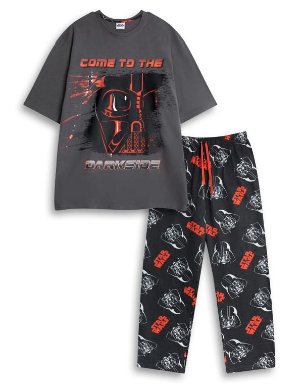 Star Wars Mens Black Darth Vader Short Sleeve Long Leg Pyjama Set