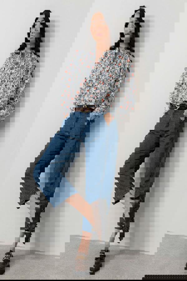 Lily & Me Flora Organic Cotton Ditsy Print Blouse Ecru