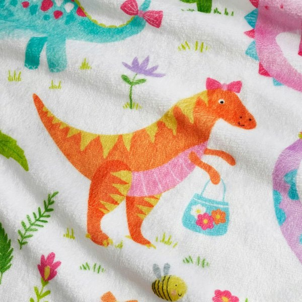 Happy Linen Company Daisy Dinosaur Fleece Blanket