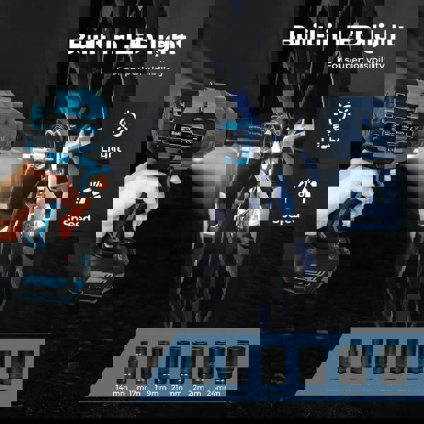 Traderight 21V Brushless Impact Wrench 1/2" Rattle Gun 2×4.0Ah 1200Nm Kit Set