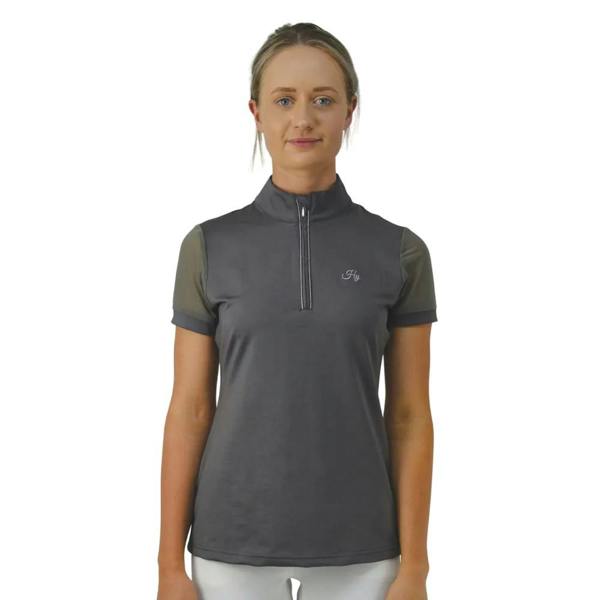 HyFASHION Womens/Ladies Maddie Mesh Sleeved Show Shirt - Grey - 