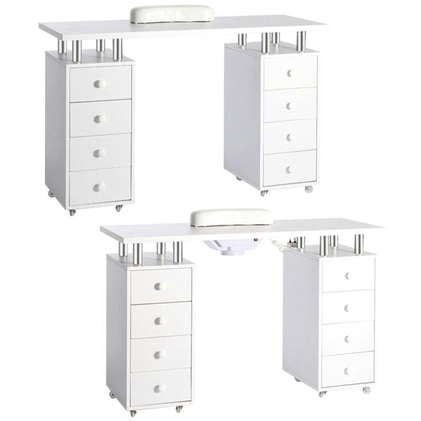 8-drawer Manicure Station Nail Beauty Table on Wheels for Salons Living and Home