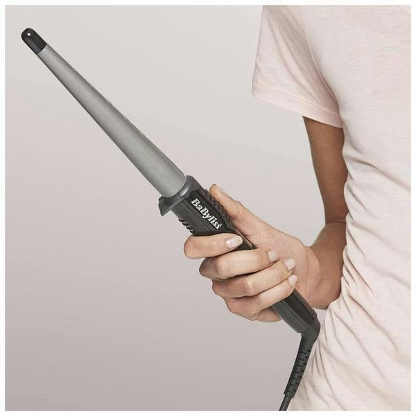 BaByliss Curling Wand Pro Flawless Smooth Shiny Curls 25mm-13mm Barrel – Black/Grey