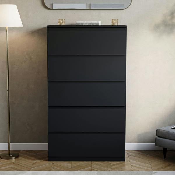 Vida Designs Denver 5 Drawer Chest, Black