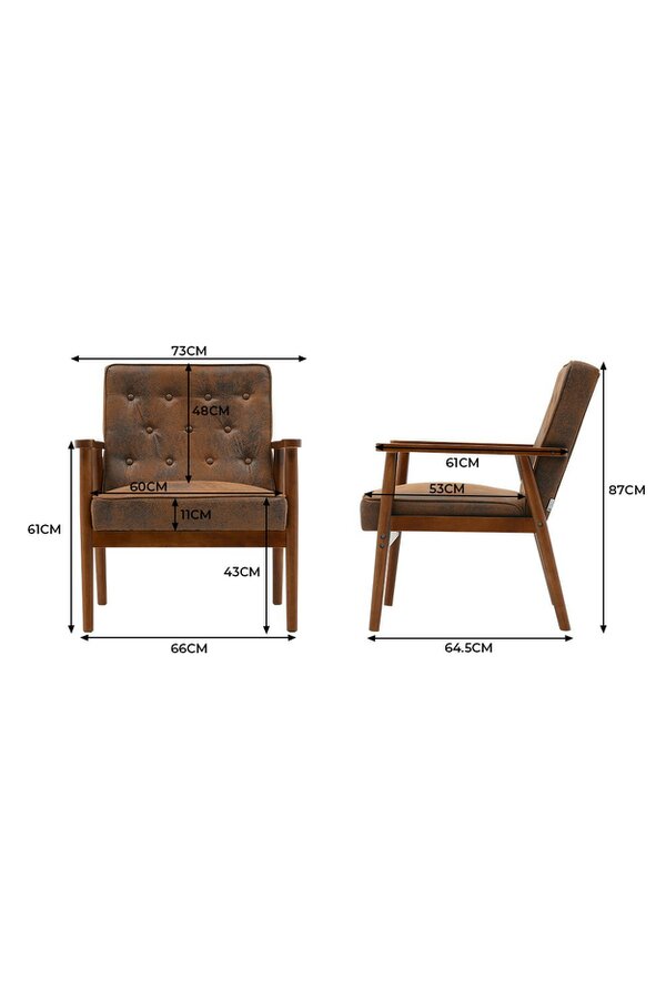 Living and Home Distressed Gold Modern Wood Frame PU Leather Upholstered Lounge Chair