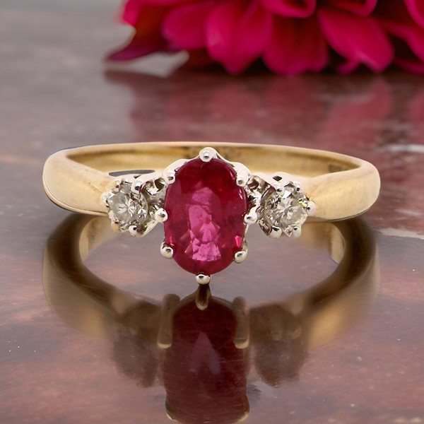 Vintage Tom A Ruby and Diamond trilogy ring