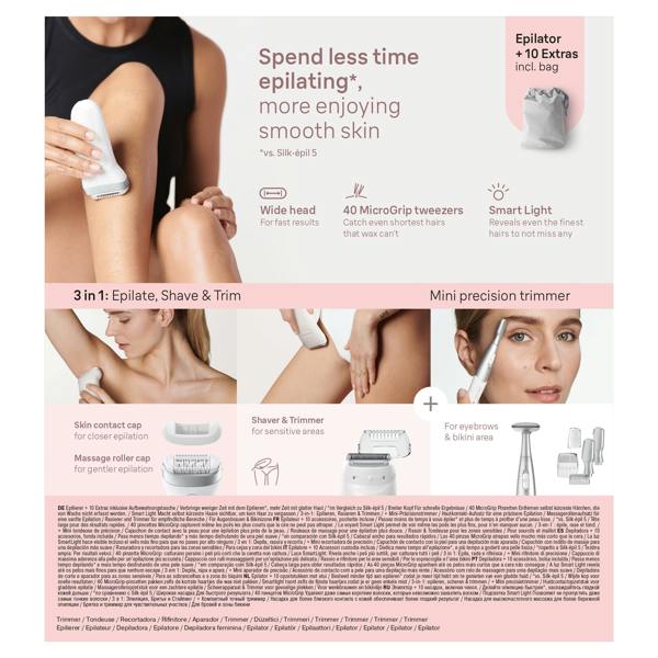 Braun Silk-épil 7,  Epilator For Easy Hair Removal, Lasting Smooth Skin, 7-241, White/Silver