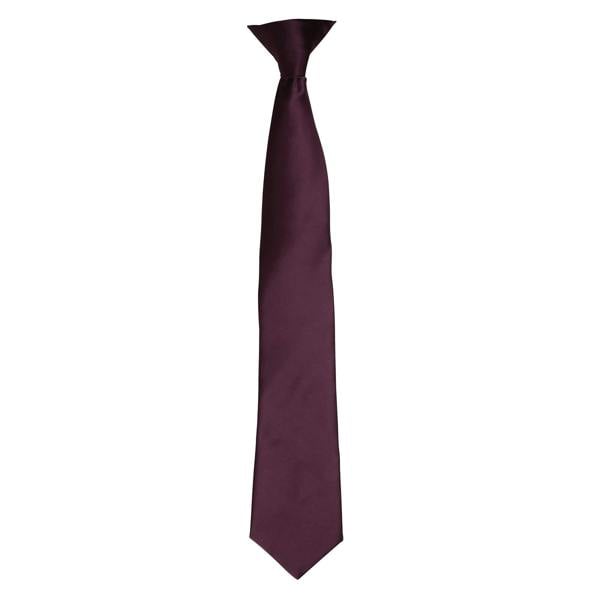 Premier Colours Mens Satin Clip Tie - Aubergine