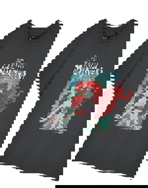 Disney The Little Mermaid Womens Grey Ariel Bubbles Cropped Short Sleeved T-Shirt