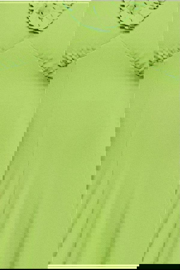 Flare Sleeve Frill Edge Midi Dress - Lime Green DR4313