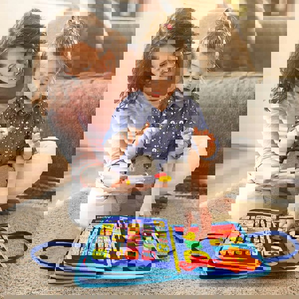 deAO Toys blue Busy Board Sensory Montessori Toys 10 Pages Quiet Book for Kids