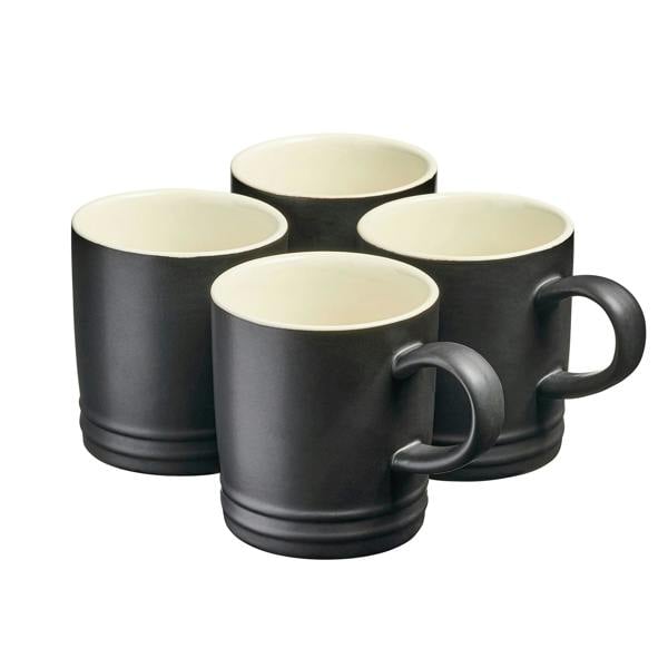 Cooks Professional 4 Piece Midi Coffee Mug Set | 240ml | Matt Black