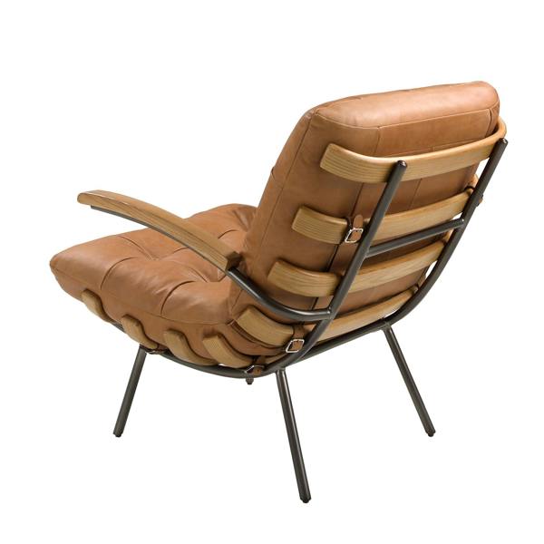 Angel Cerdá Brown leather and ash armchair 5153