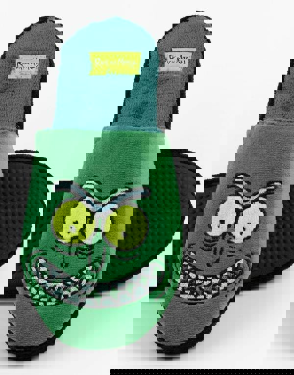 Rick And Morty Mens Green Pickle Rick Mule Slippers