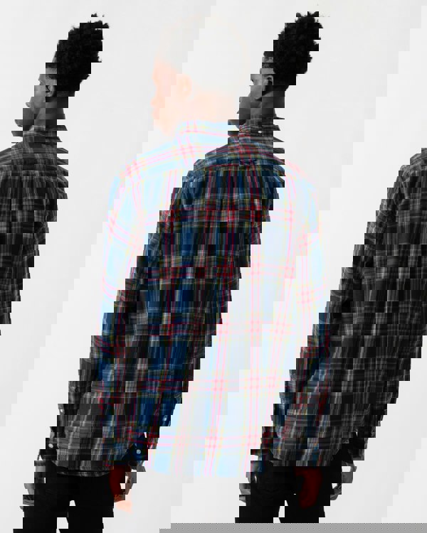 GANT Mens Long Sleeve Indigo Twill Check Shirt - 969 Indigo