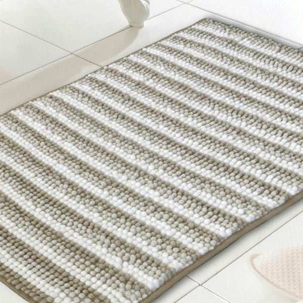 Country Club Striped Chenille Loop Natural Bath Mat