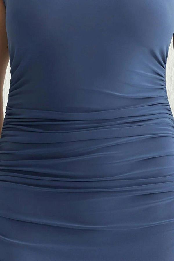 WOVCOR Elegant Knit Evening Dress with Ruffle Detail