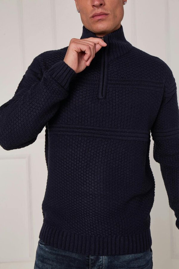 Elaina Fashion Men’s Textured Half Zip Jumper