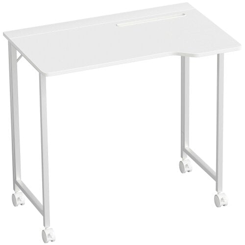 Wyld Haus Veso 80cm Wooden White Folding Desk Lockable Wheels