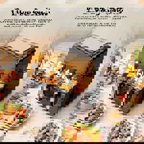 Spector 12L Dual Zone Air Fryer 2600W Oil Free Oven Cooker Touch Control Black